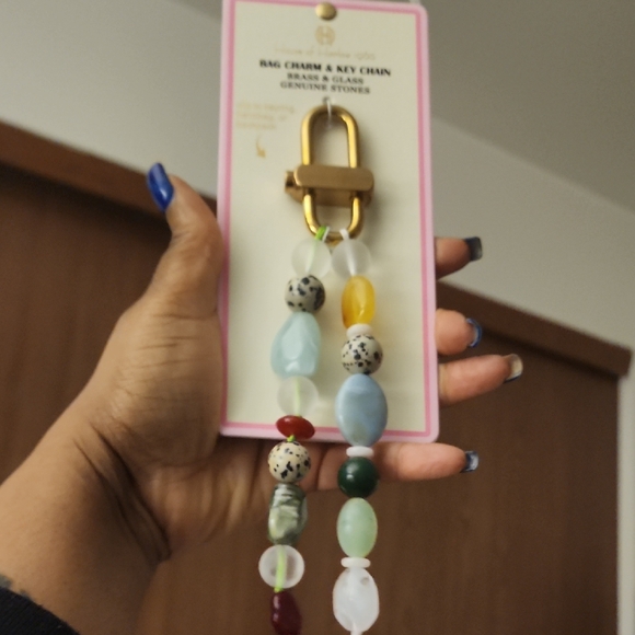 House of Harlow 1960 Accessories - House Of Haarlow 1960 Brass And Glass Genuine Stones Clip To Bags,keys Ect